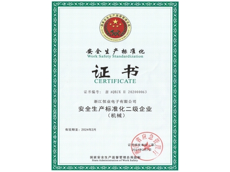 安全生產(chǎn)標準化二級企業(yè)